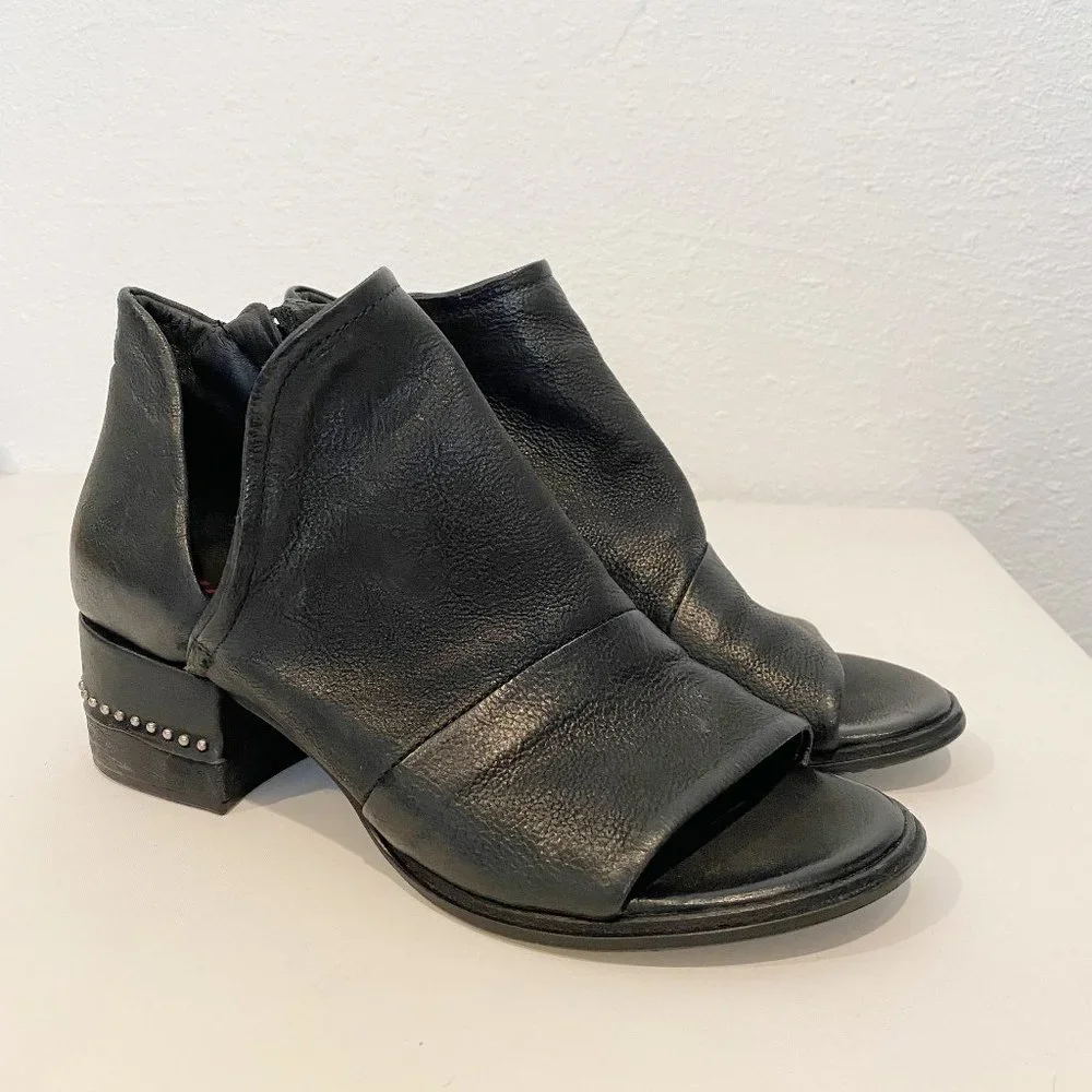 FINAL SALE: A.S.98 Leather black Miles Peep Toe Bootie New - Picture 3 of 14